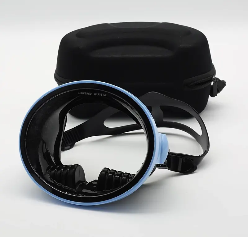 หน้ากากดําน้ำทรงกลม สีฟ้า