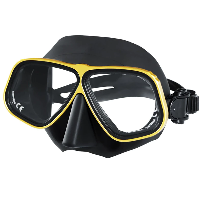 หน้ากากดําน้ำชาย กรอบอลูมิเนียมสีทองเมทัลลิก